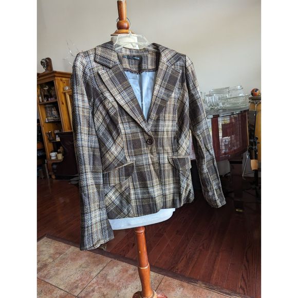 Maurices tweed brown plaid blazer   Sz S - Picture 3 of 10